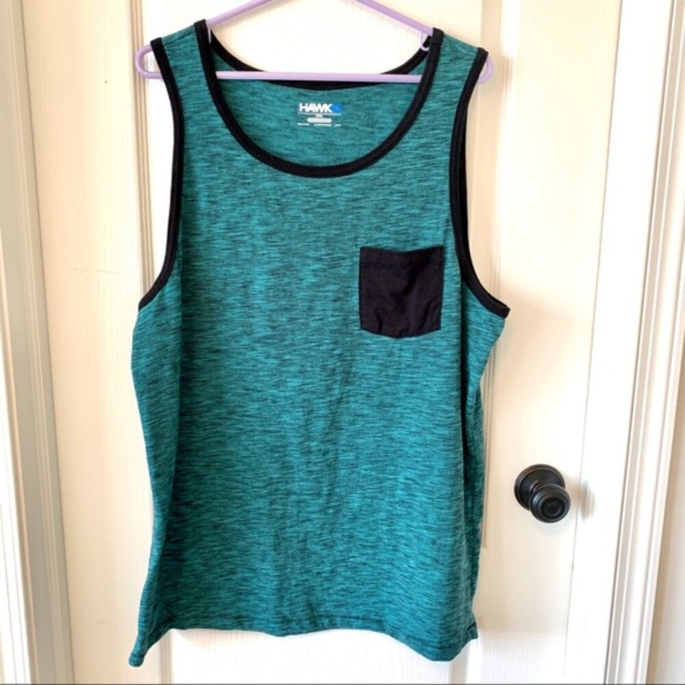 TONY HAWK Front Pocket Tank Top Green & Black Stripe XXL